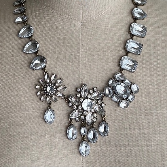Luxury Wedding Summer Formal J. Crew Flower Bloom Crystal Statement Necklace